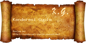 Kenderesi Gyula névjegykártya